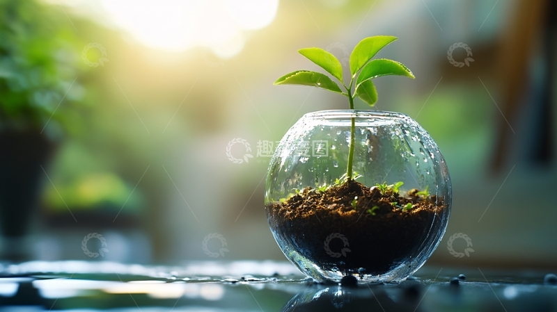 高清大图下载【趣麦麦图】阳光与小盆栽2