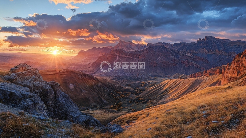 高清大图下载【趣麦麦图】远山夕照