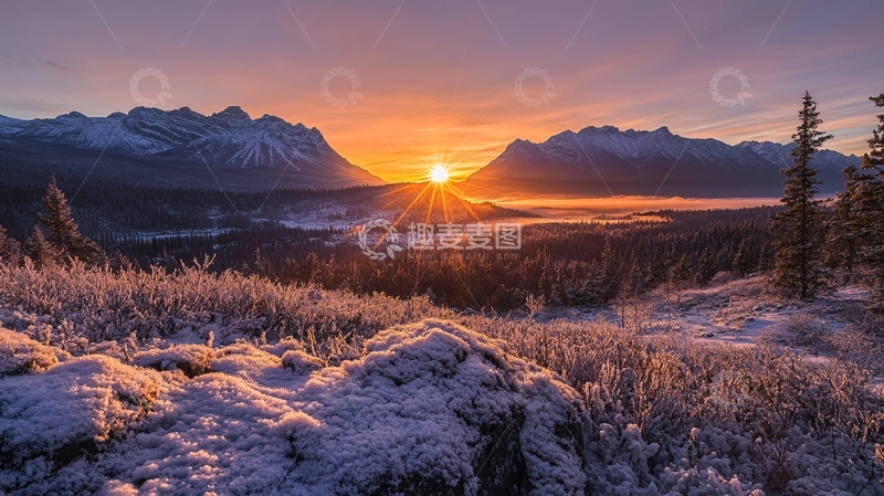 高清大图下载【趣麦麦图】雪山曙光1