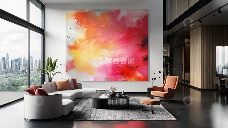 高清大图下载【趣麦麦图】轻奢客厅壁画1