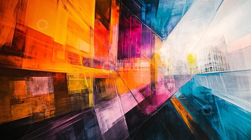 高清大图下载【趣麦麦图】几何色块城市3