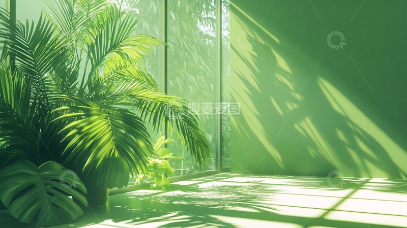 高清大图下载【趣麦麦图】植物与窗影