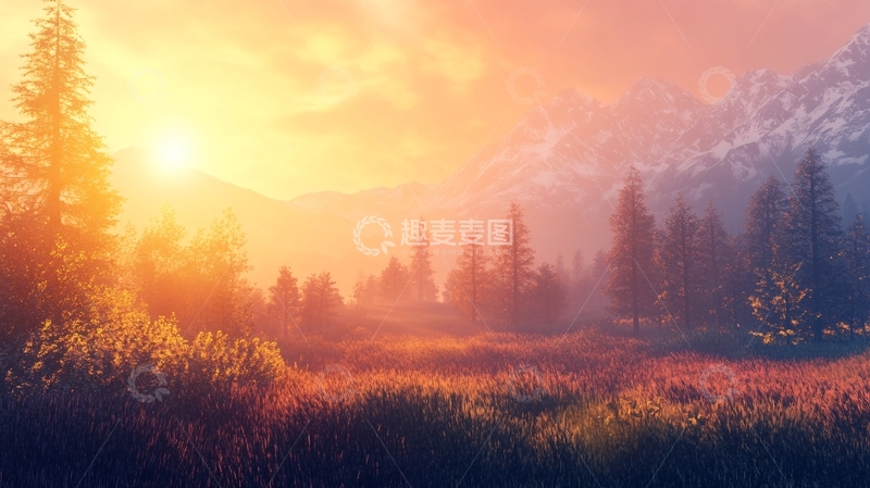 高清大图下载【趣麦麦图】暖调山水风景34