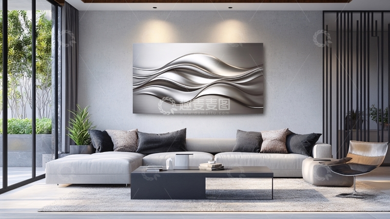 高清大图下载【趣麦麦图】轻奢客厅壁画2