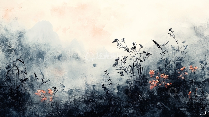 高清大图下载【趣麦麦图】泼墨重彩风景画1