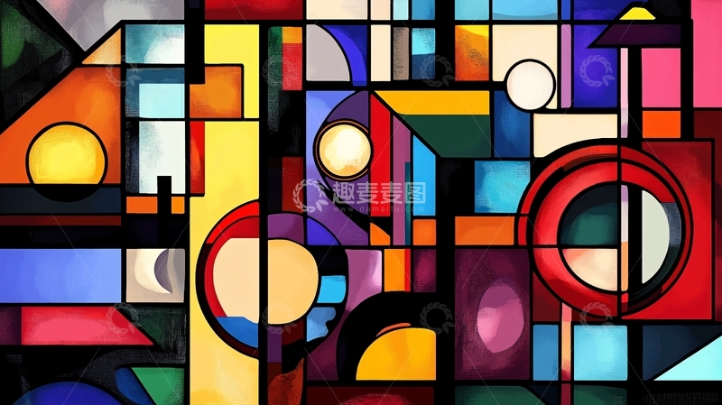 高清大图下载【趣麦麦图】几何图形的色彩构成4