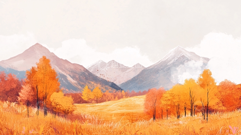 高清大图下载【趣麦麦图】秋景手绘插画1