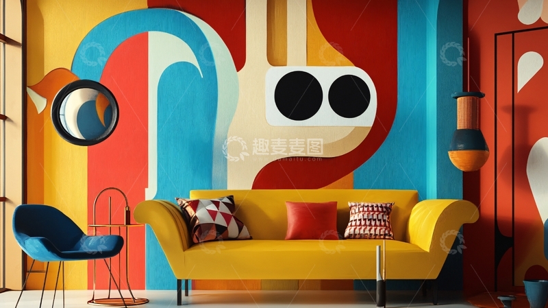 高清大图下载【趣麦麦图】孟菲斯色块拼接1