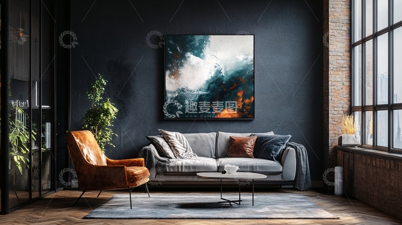 高清大图下载【趣麦麦图】客厅挂画在色渐变3