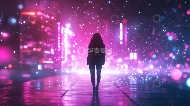 高清大图下载【趣麦麦图】霓虹灯街道1