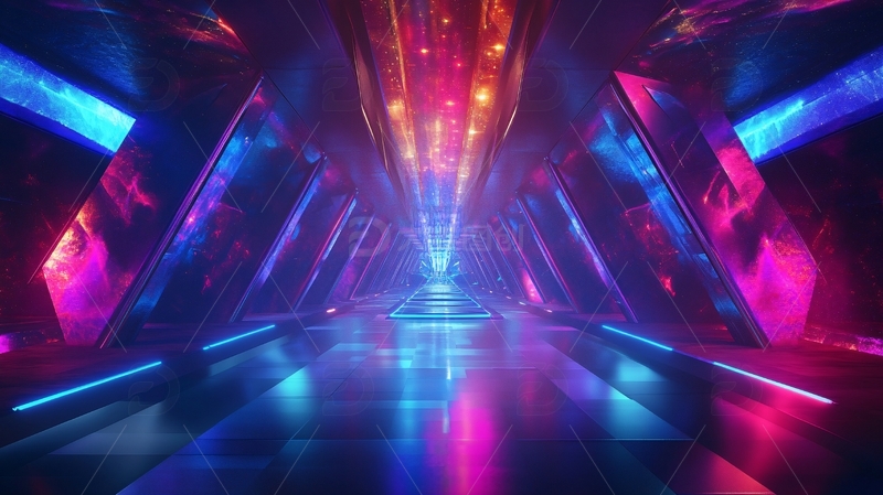 高清大图下载【趣麦麦图】流光溢彩的霓虹灯走廊9