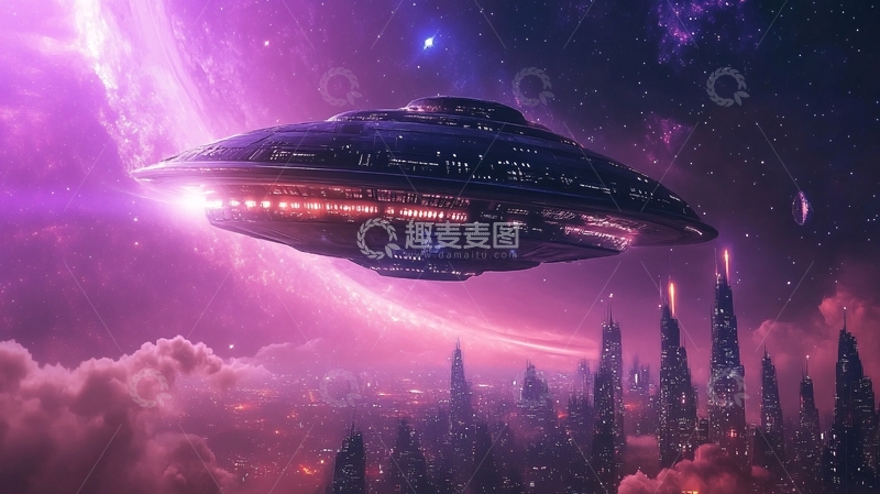 高清大图下载【趣麦麦图】飞碟科幻电影背景2