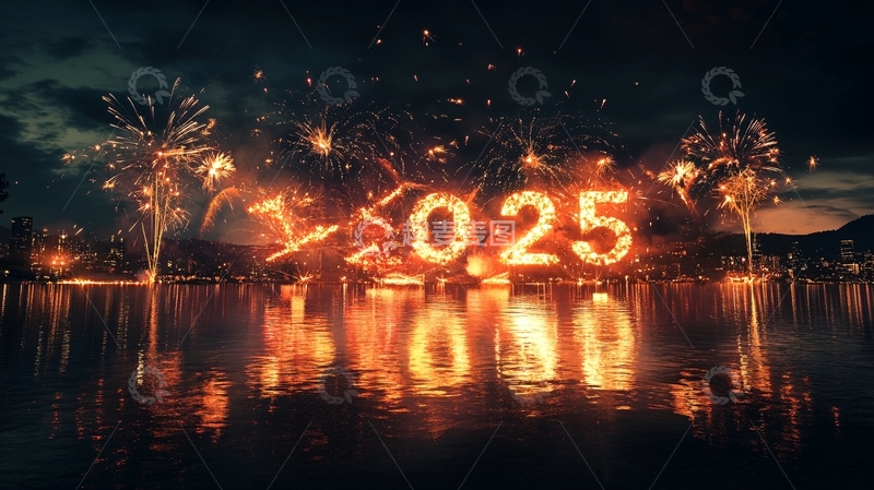 高清大图下载【趣麦麦图】新年焰火数字夜