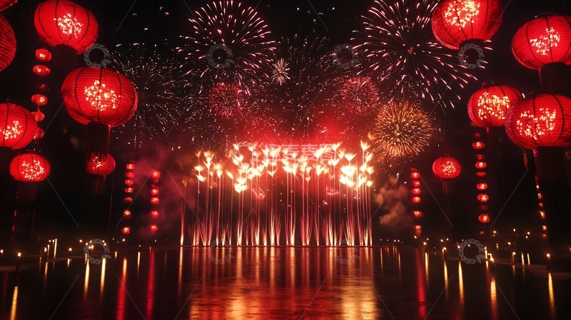 高清大图下载【趣麦麦图】尼山圣境烟火表演