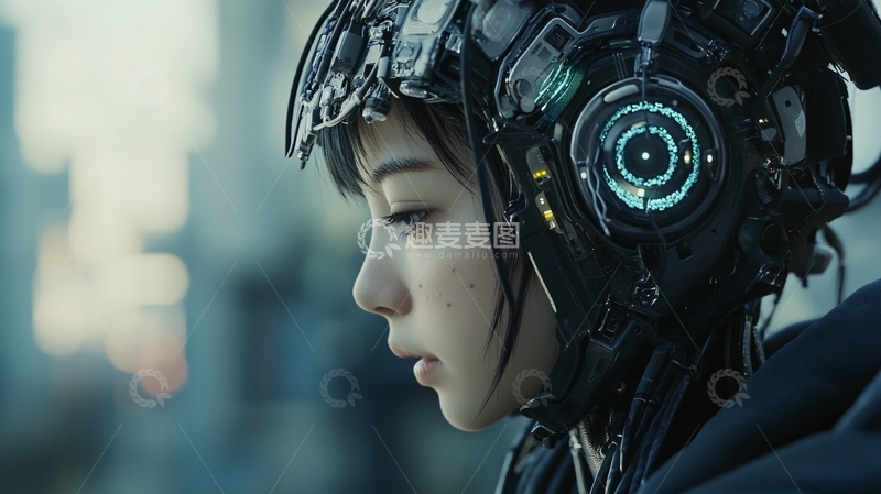 高清大图下载【趣麦麦图】脑机接口科技连接