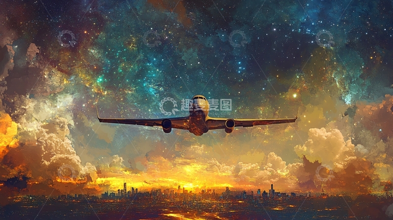 高清大图下载【趣麦麦图】航班夜航1