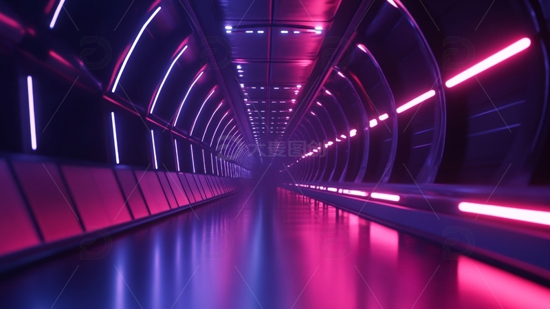 高清大图下载【趣麦麦图】科幻灯光走廊13