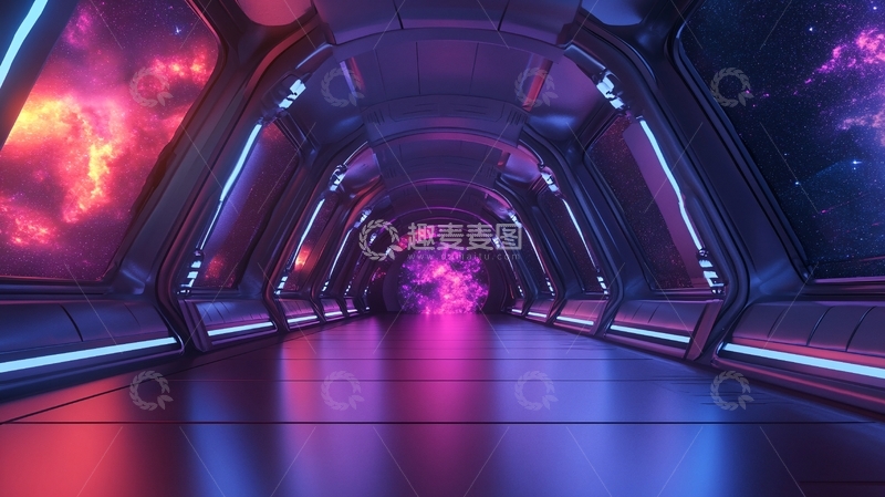 高清大图下载【趣麦麦图】科幻灯光走廊12