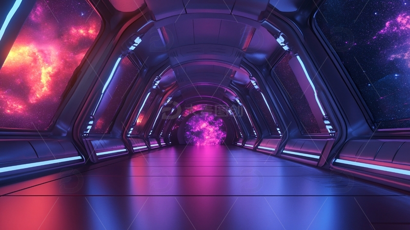 高清大图下载【趣麦麦图】科幻灯光走廊12