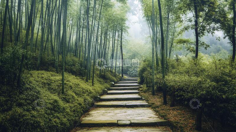 高清大图下载【趣麦麦图】唯美竹林小路31