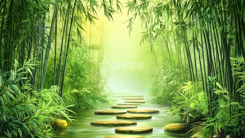 高清大图下载【趣麦麦图】竹林小路背景16