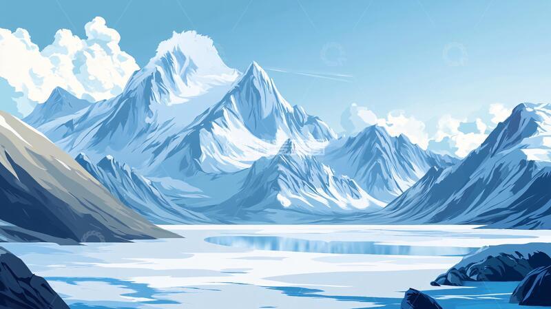 高清大图下载【趣麦麦图】山风景插画包装12