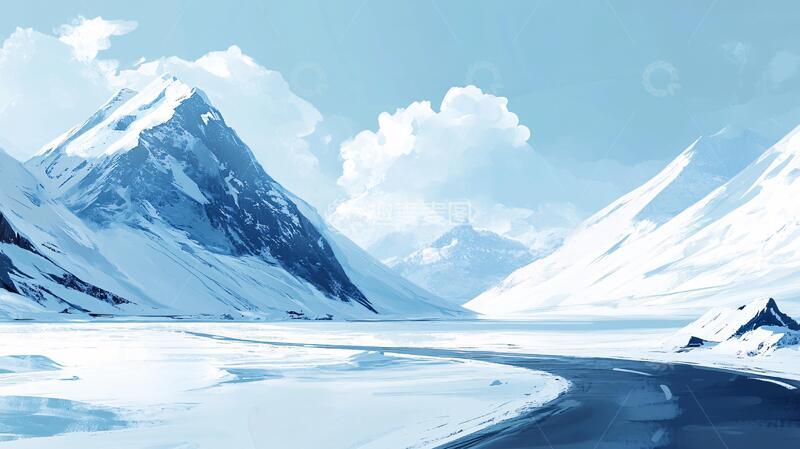 高清大图下载【趣麦麦图】雪山原画插画原画场景2