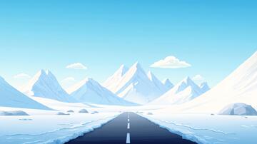 雪山插画插画道路背景