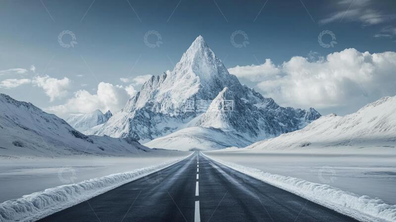 高清大图下载【趣麦麦图】雪山下的天路3