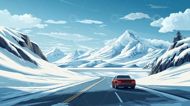 高清大图下载【趣麦麦图】雪山天路天路山路道路