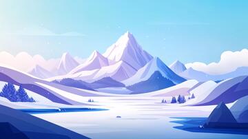 冬日山川风景插画30