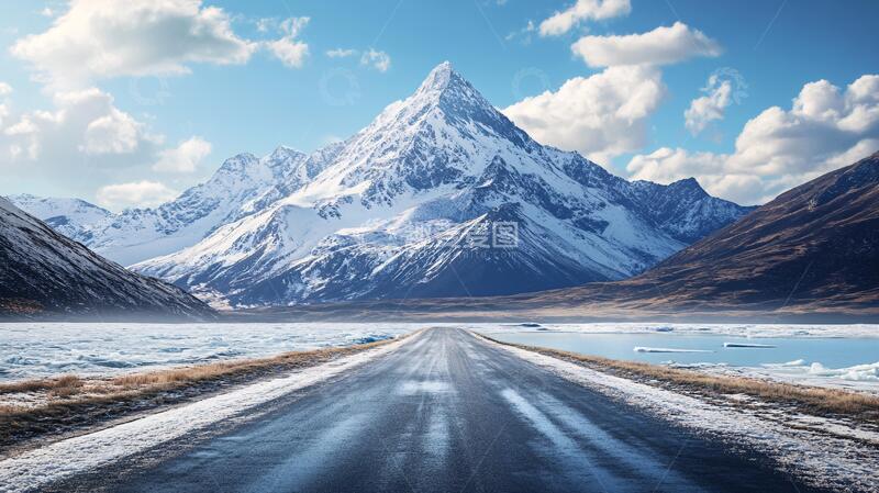 高清大图下载【趣麦麦图】雪山下的天路2