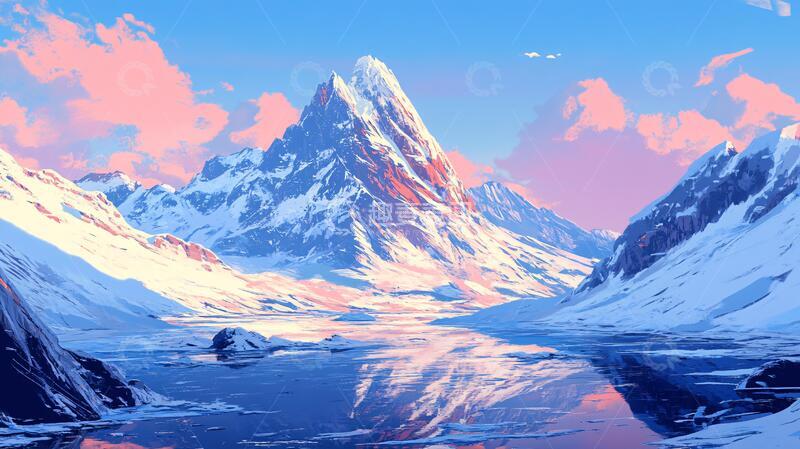 高清大图下载【趣麦麦图】雪山原画插画风景原画
