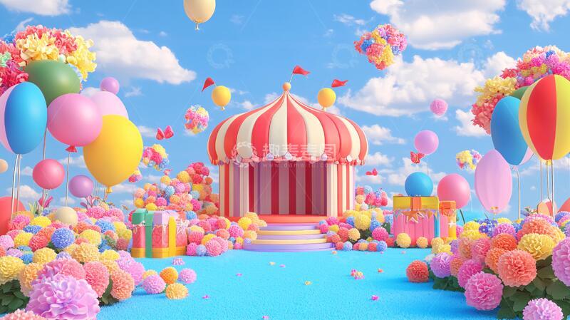高清大图下载【趣麦麦图】气球舞台背景