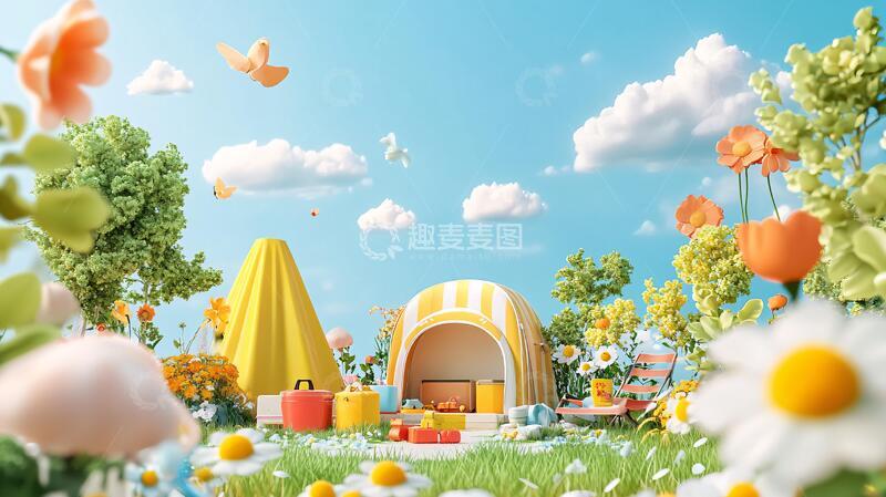 高清大图下载【趣麦麦图】春日露营主视觉