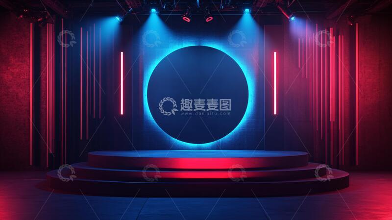 高清大图下载【趣麦麦图】霓虹灯舞台舞台圆形潮流