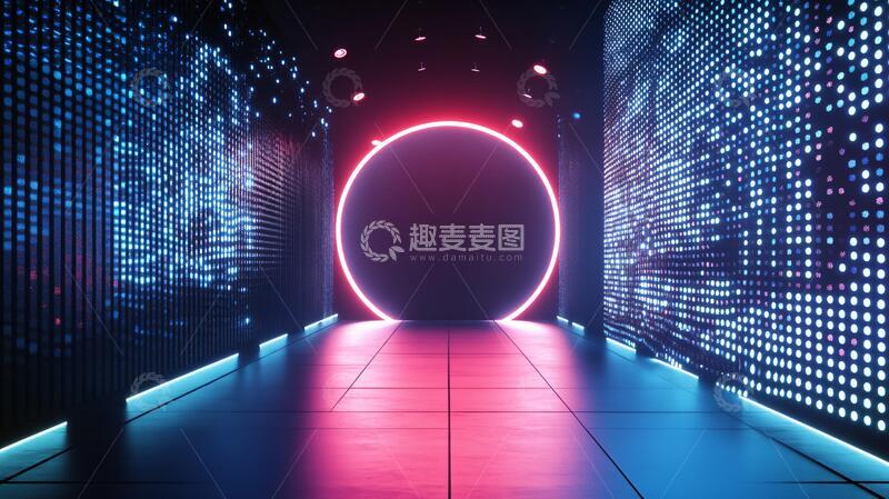 高清大图下载【趣麦麦图】霓虹走廊走廊灯光舞台