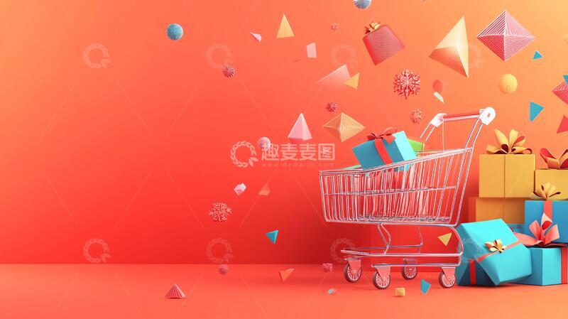 高清大图下载【趣麦麦图】网购节背景购物背景双十