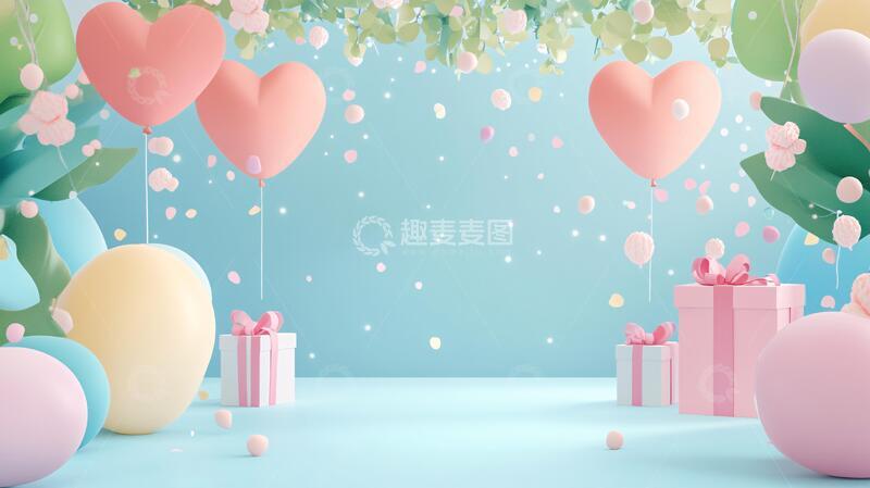 高清大图下载【趣麦麦图】情人节展台场景主题立体
