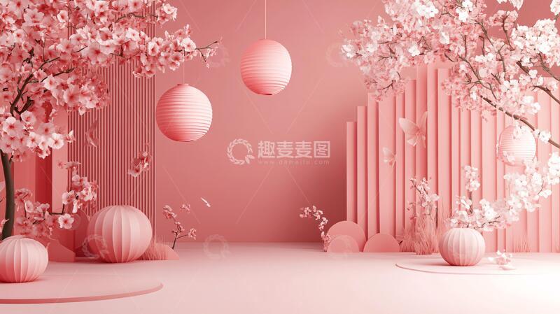 高清大图下载【趣麦麦图】樱花美陈装饰氛围小景