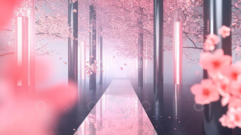 高清大图下载【趣麦麦图】樱花舞台背景1