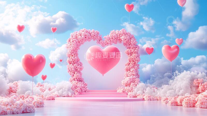 高清大图下载【趣麦麦图】心形恋爱告白婚礼背景1