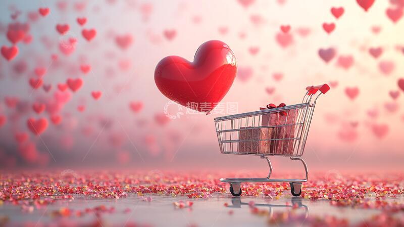 高清大图下载【趣麦麦图】情人节购物网店网络背景