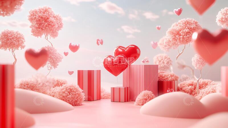 情人节展台立体展台粉色