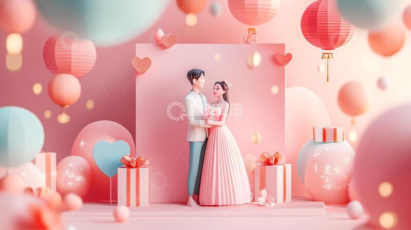 高清大图下载【趣麦麦图】婚庆礼盒包装插画
