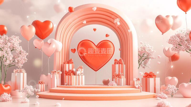 高清大图下载【趣麦麦图】立体造型求婚背景1