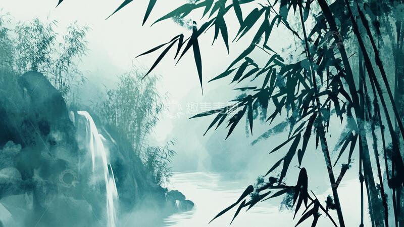 高清大图下载【趣麦麦图】意境竹林山水画16