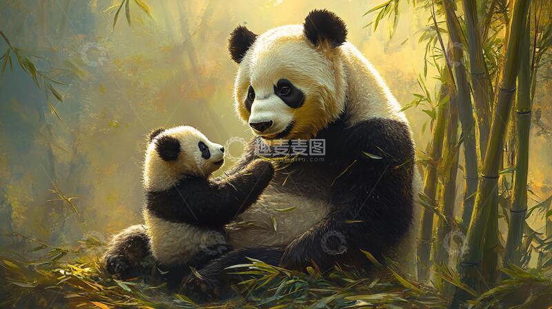 高清大图下载【趣麦麦图】写实熊猫插画2