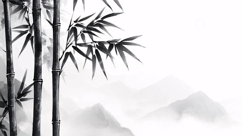 高清大图下载【趣麦麦图】水墨山水竹林18