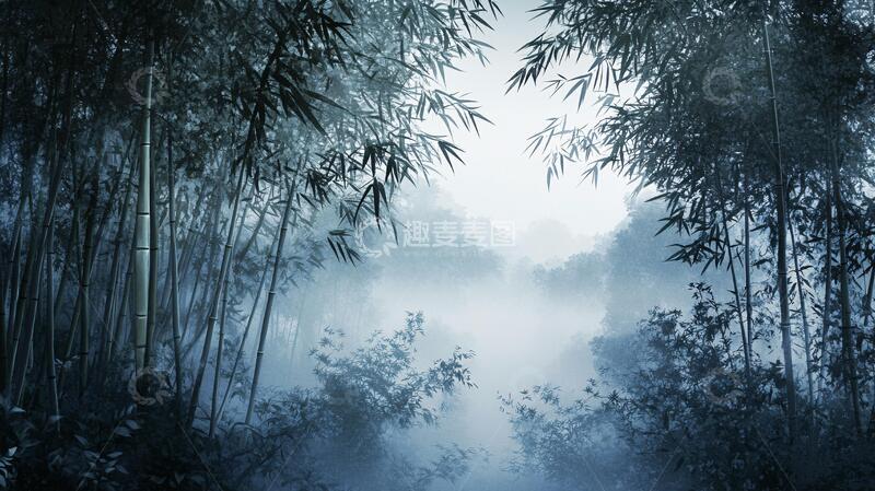 高清大图下载【趣麦麦图】竹林淡雾晨雾迷雾意境